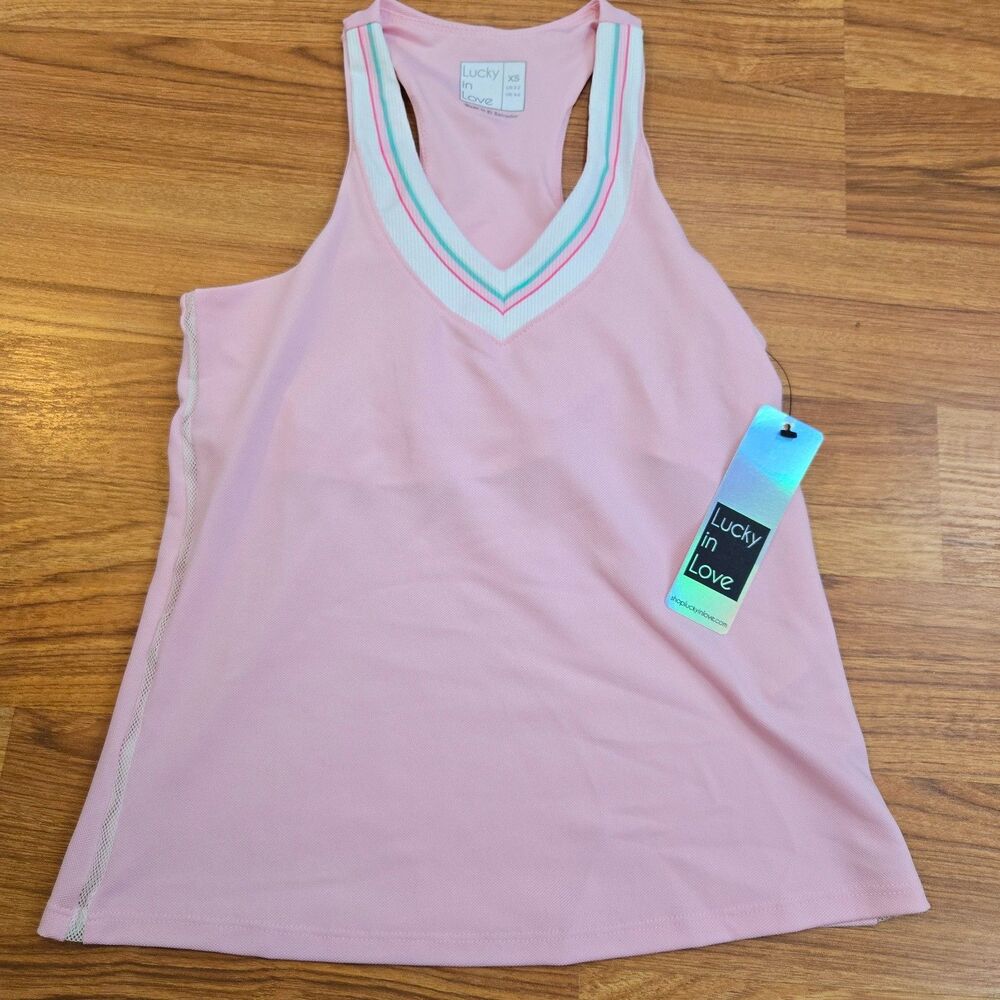 Vaportex Lucky In Love Performance Tank Top Womens XS Fitted Tennis Active NEW